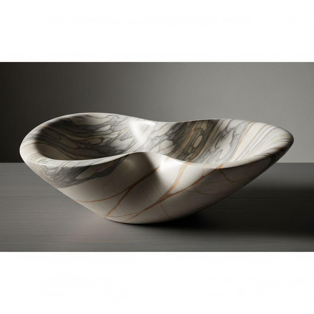 Abstracte marmeren schaal met organische vorm